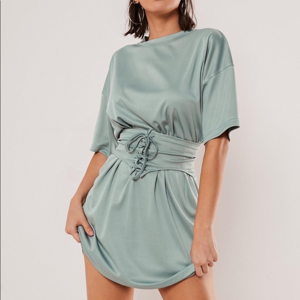 Mint T-shirt dress with corset